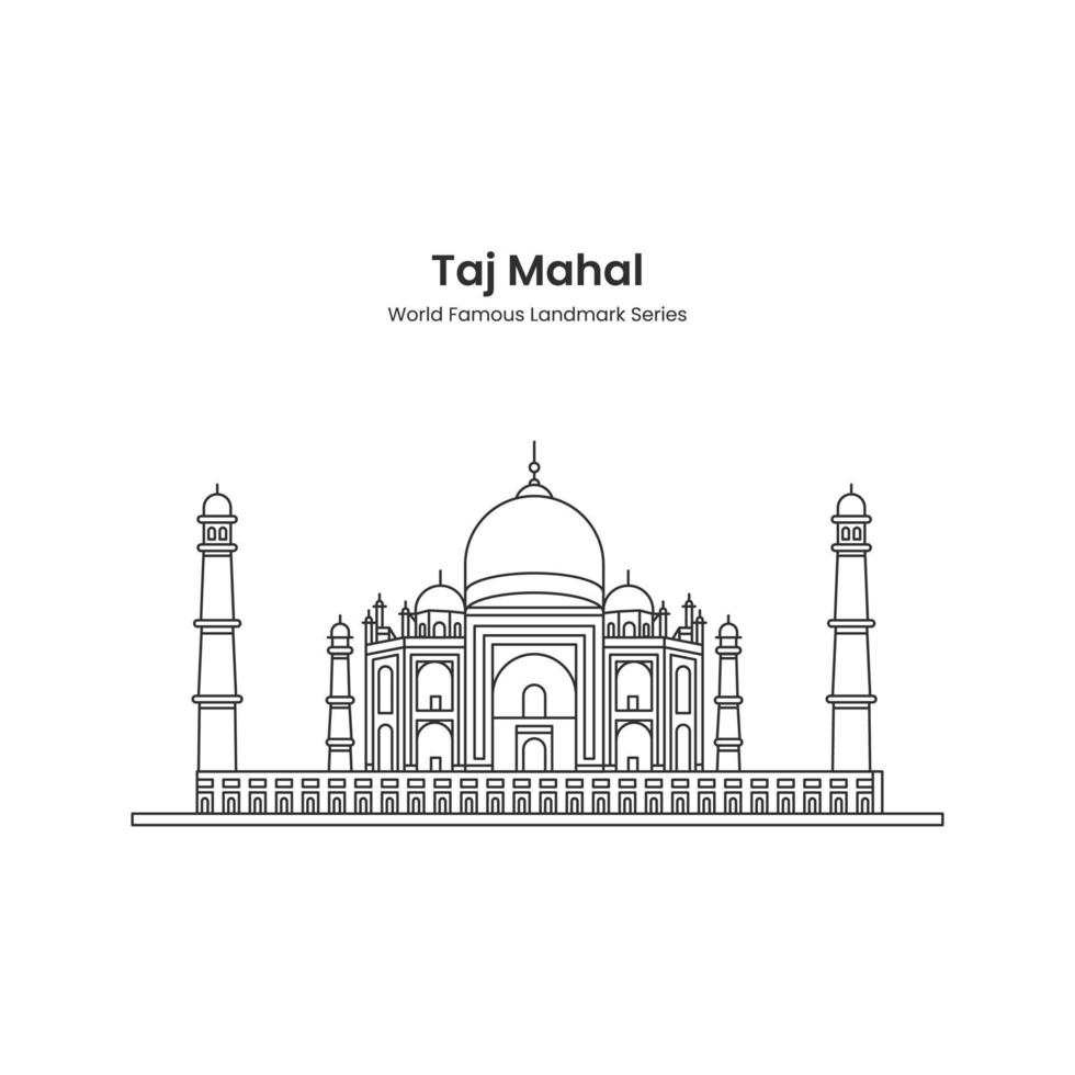 outline illustration of a taj mahal india vector
