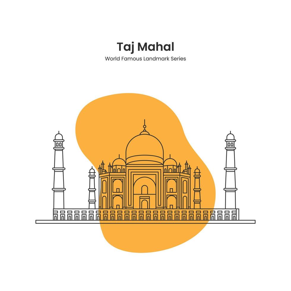 outline illustration of a taj mahal india vector