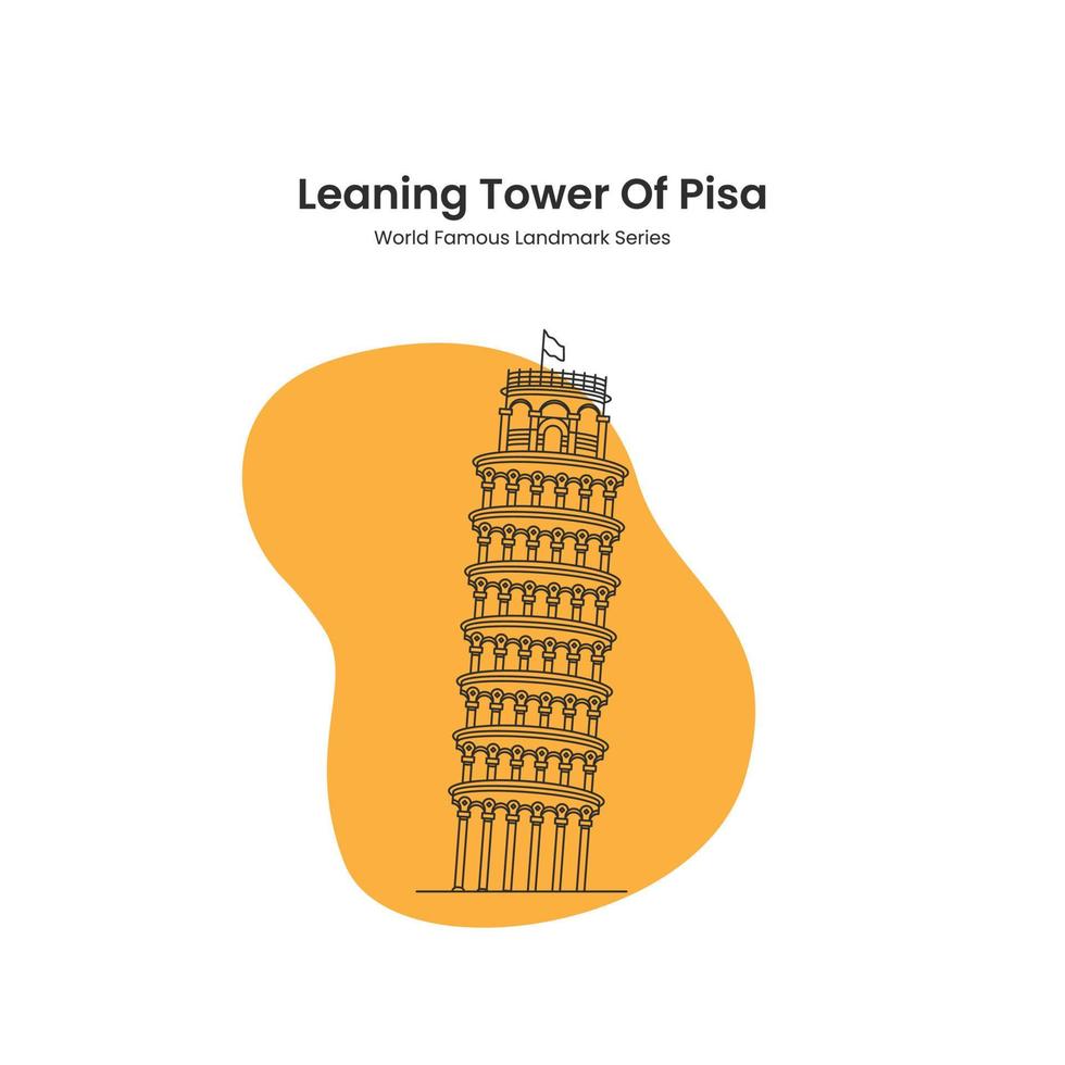 outline illustration of a leaning tower of pisa vector