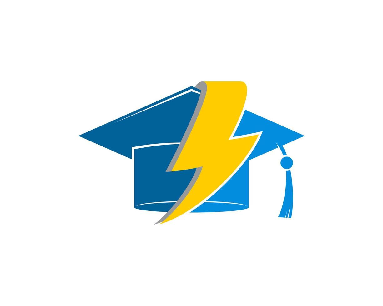 Graduation hat with electrical lightning inside vector