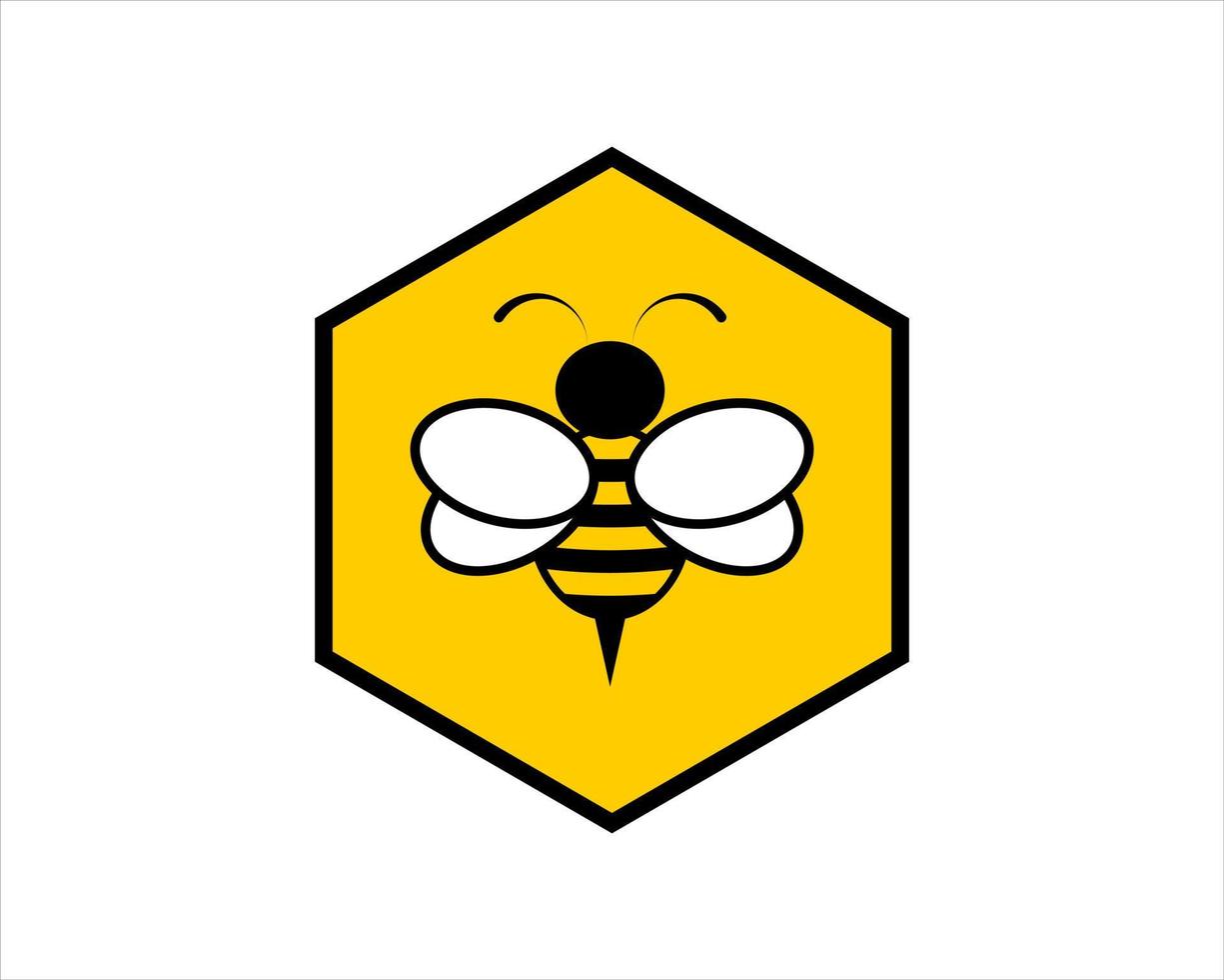 Yellow hexagonal shape with bee inside vector