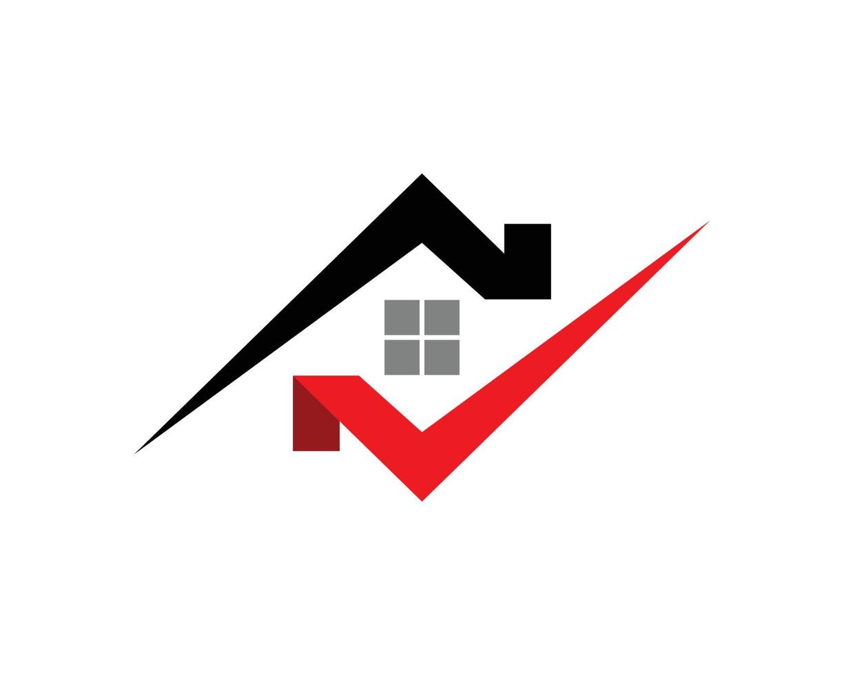 Abstract black and red check house vector
