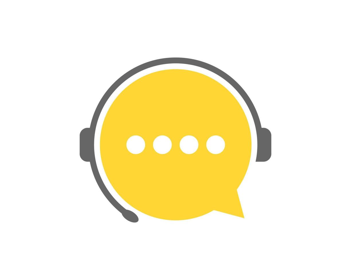 Simple bubble chat with headphone and customer service vector