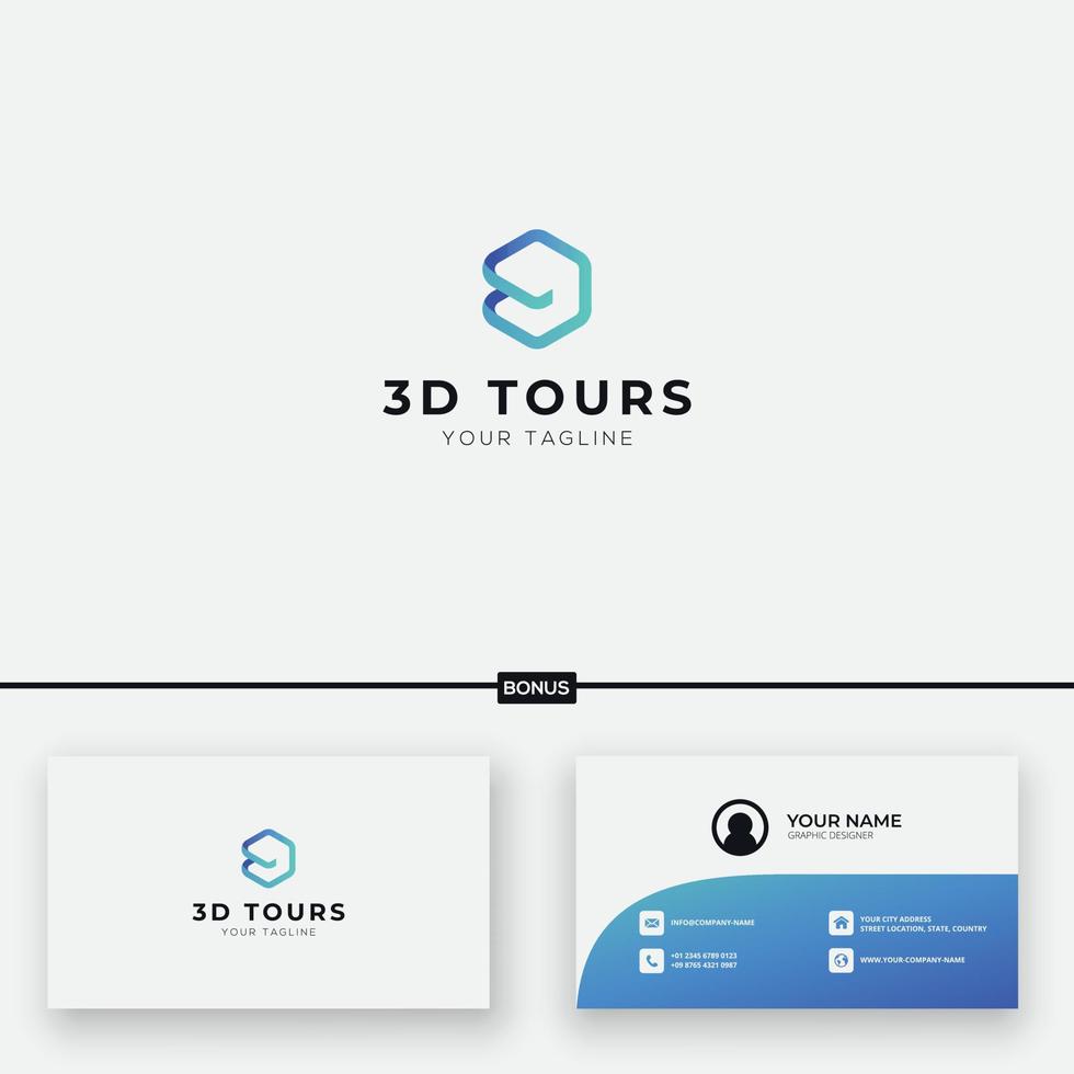 Tours 3D logo with hexagonal abstract vector