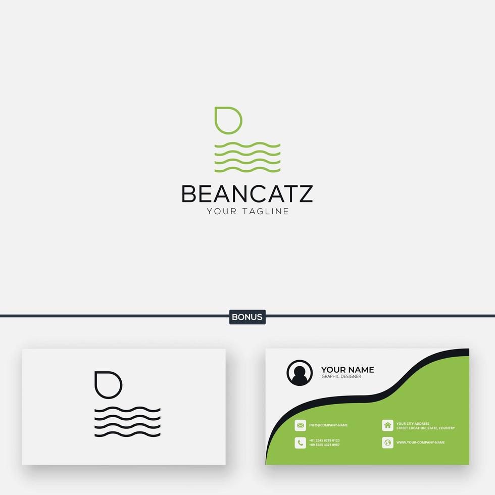 green wave minimalist line art landscape vector
