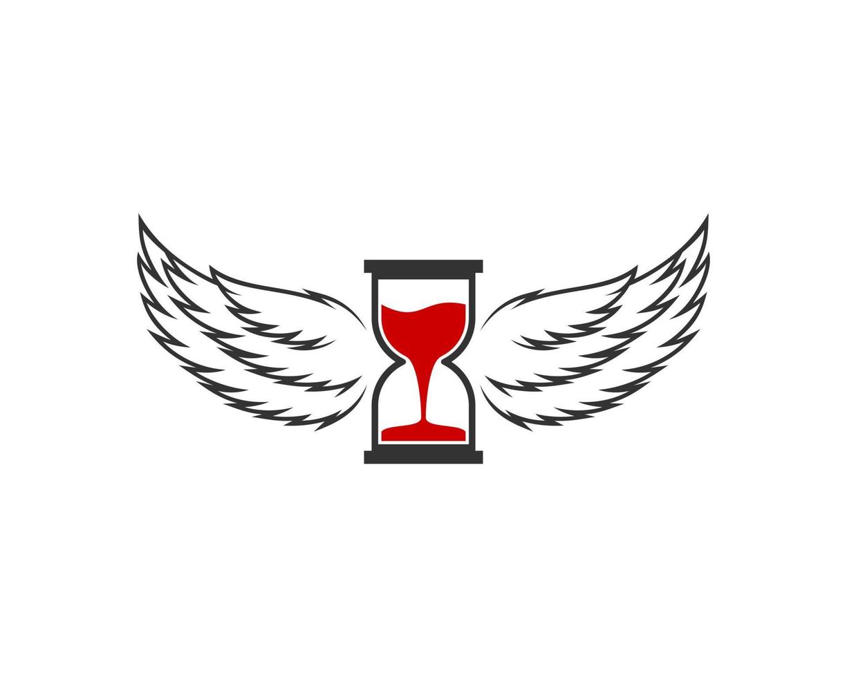 reloj de arena simple con alas extendidas vector
