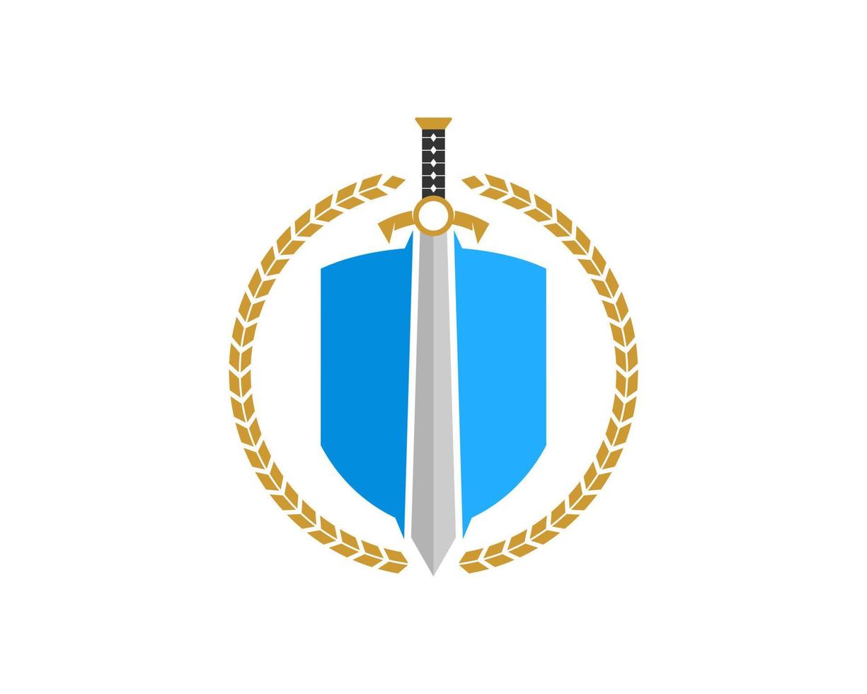 Circular wheat with sword and shield vector