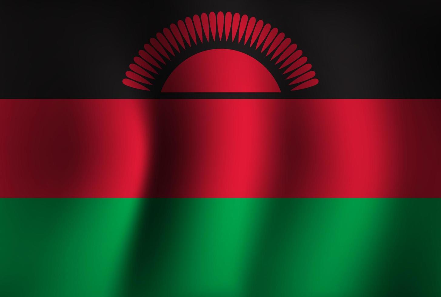 Fondo de bandera de malawi ondeando 3d. fondo de pantalla de la bandera del día de la independencia nacional vector