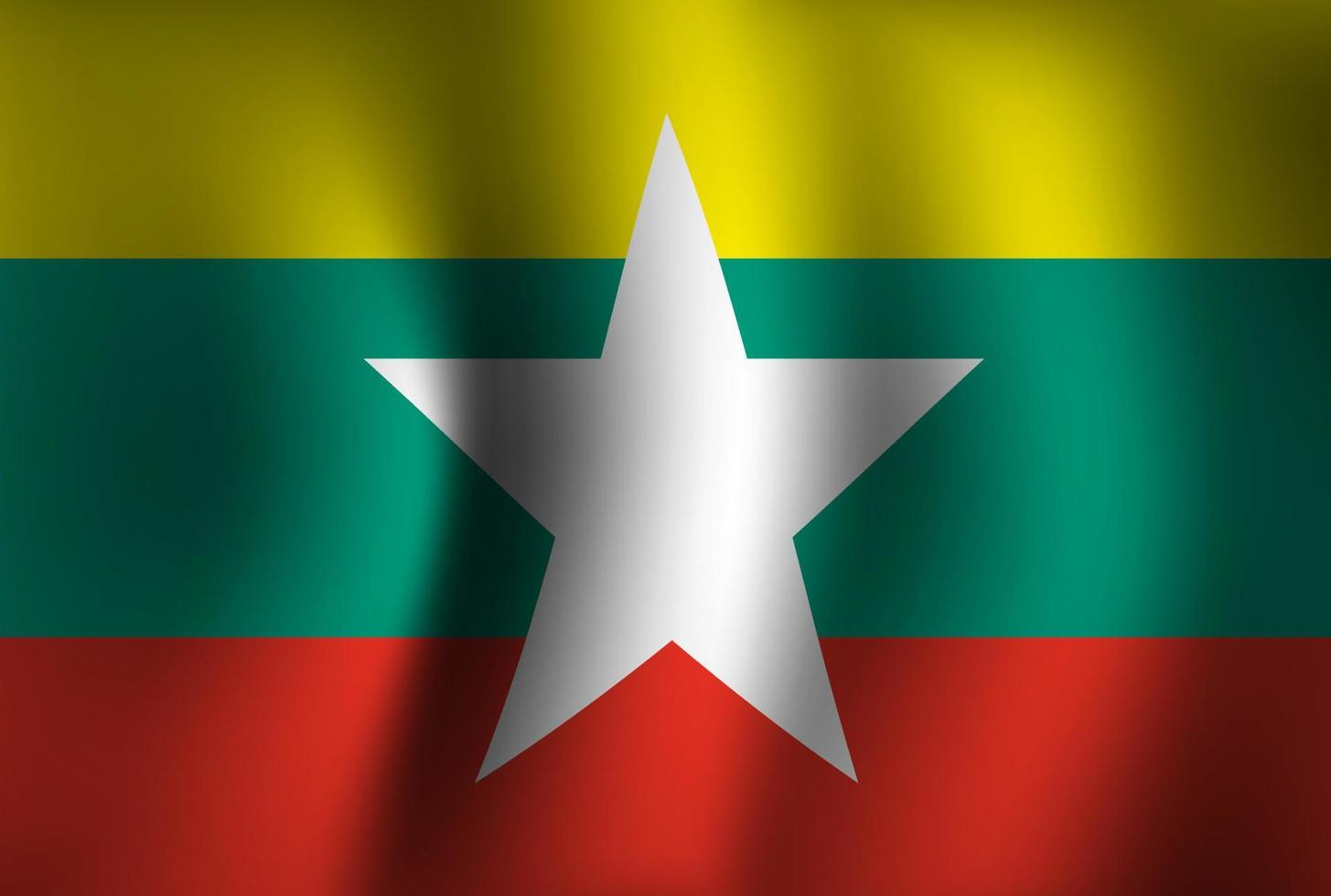 Myanmar Flag Background Waving 3D. National Independence Day Banner Wallpaper vector