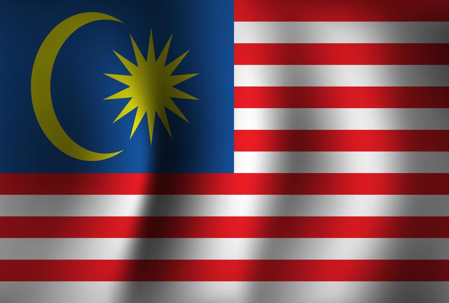 Fondo de bandera de Malasia ondeando 3d. fondo de pantalla de la bandera del día de la independencia nacional vector