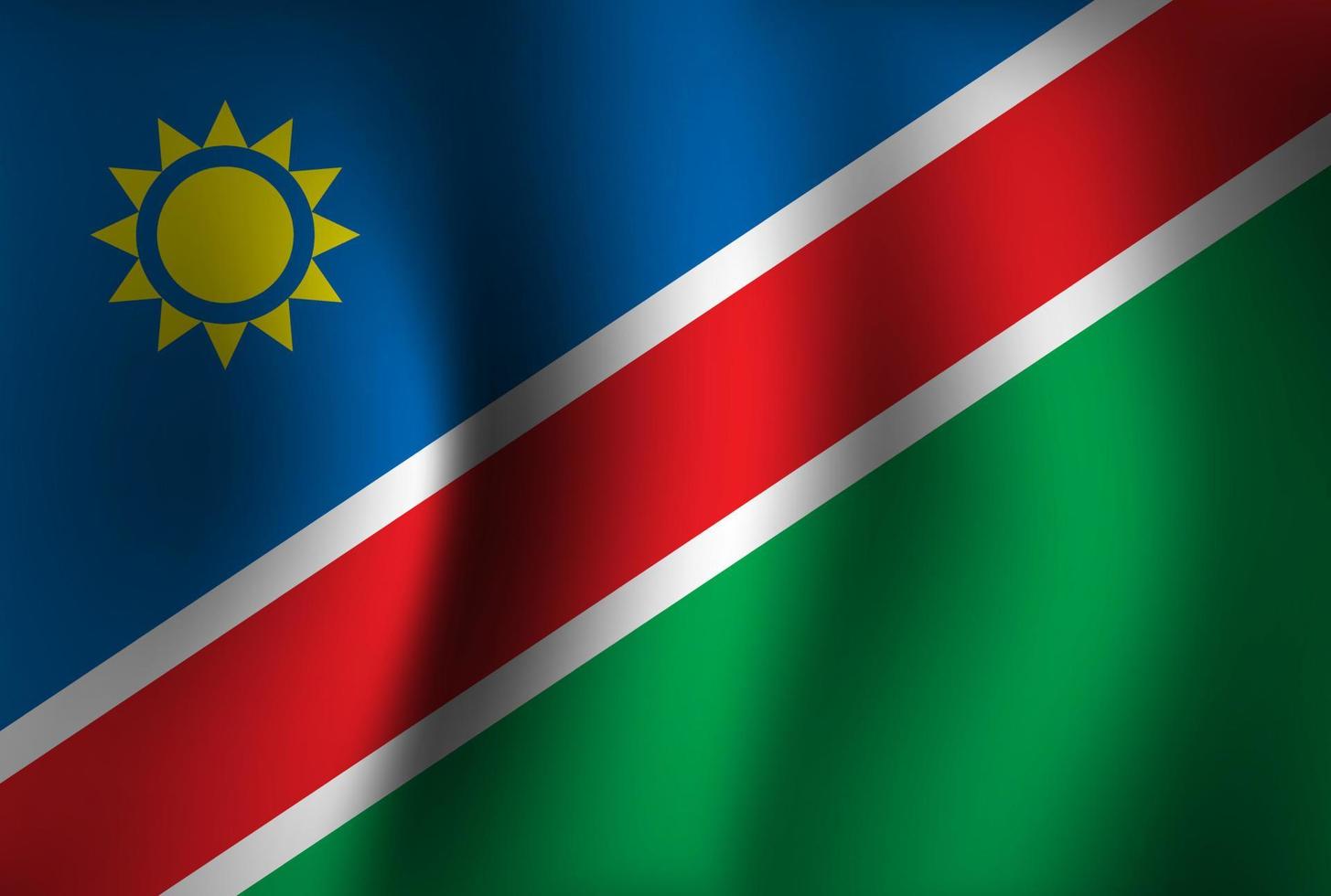 Fondo de bandera de Namibia ondeando 3d. fondo de pantalla de la bandera del día de la independencia nacional vector