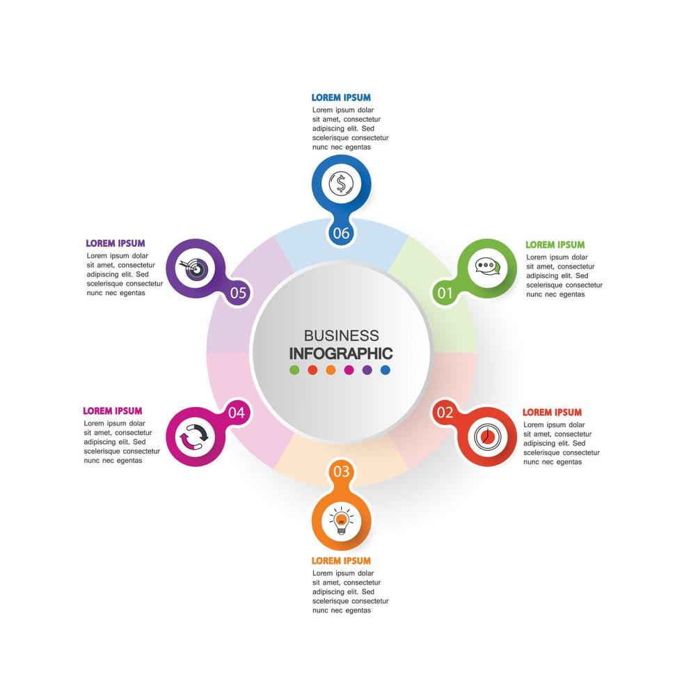 circle element with paper icon and text holder to circle white paper. business development features. Infographic design templates. Vector illustration.