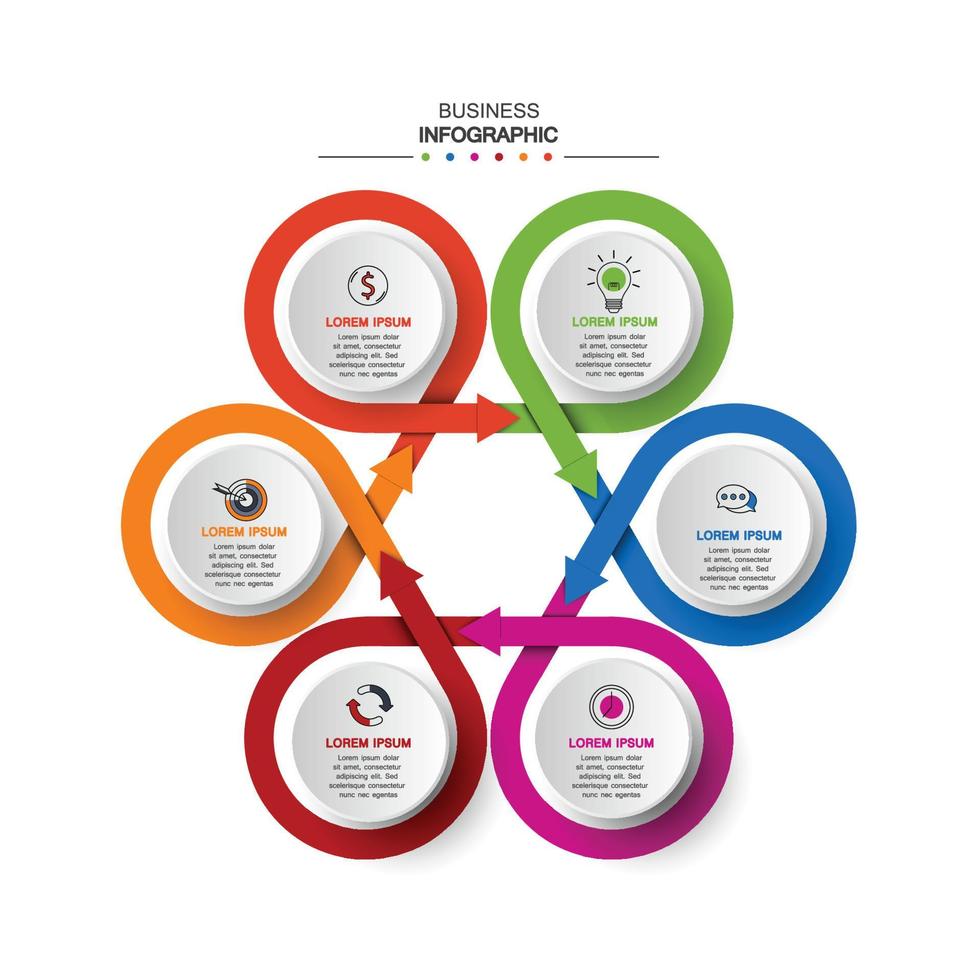 hexagon element with paper icon and text holder to circle white paper. business development features. Infographic design templates. Vector illustration.