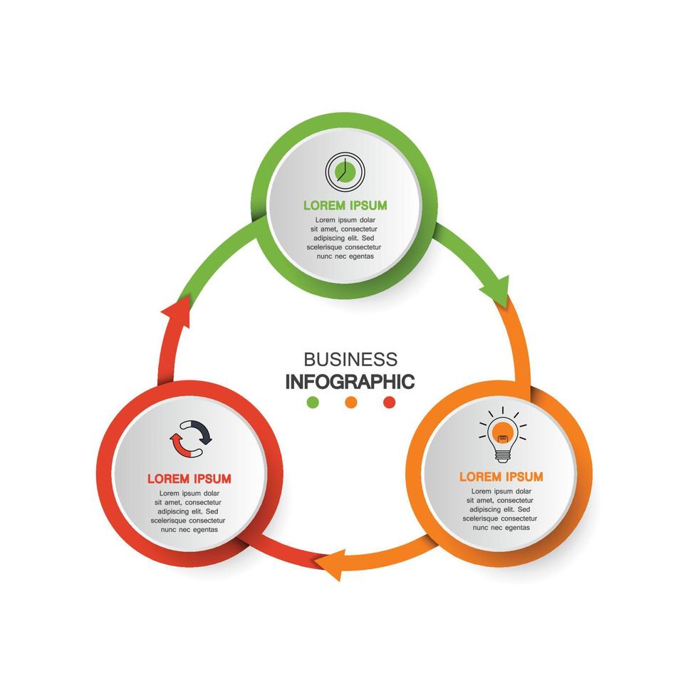 circle element with paper icon and text holder to circle white paper. business development features. Infographic design templates. Vector illustration.