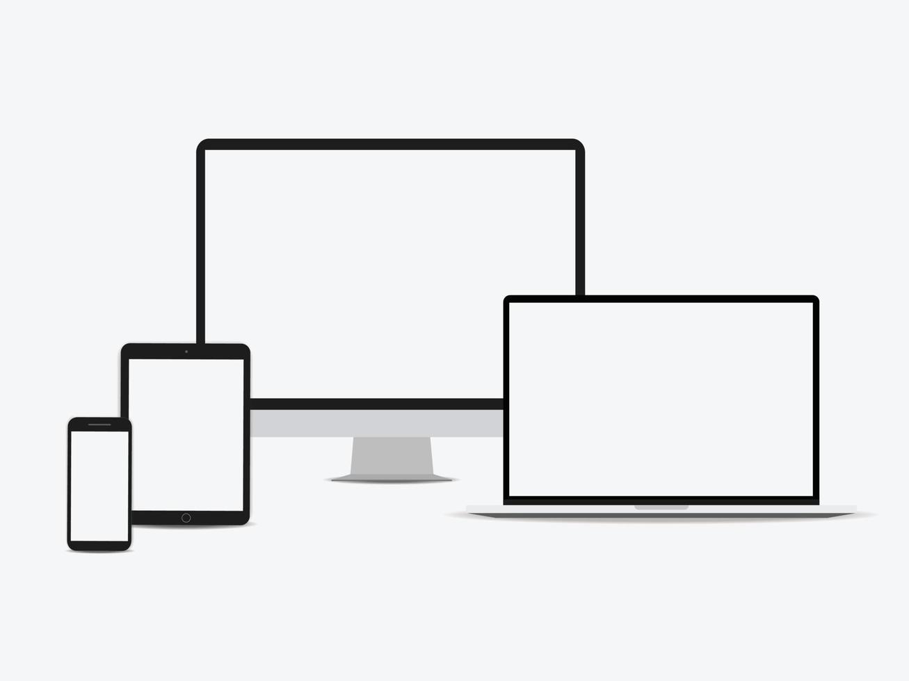 Device set monitor laptop, tablet and phone template vector