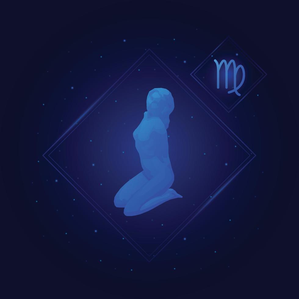 virgo zodiac sign with blue galaxy. vector