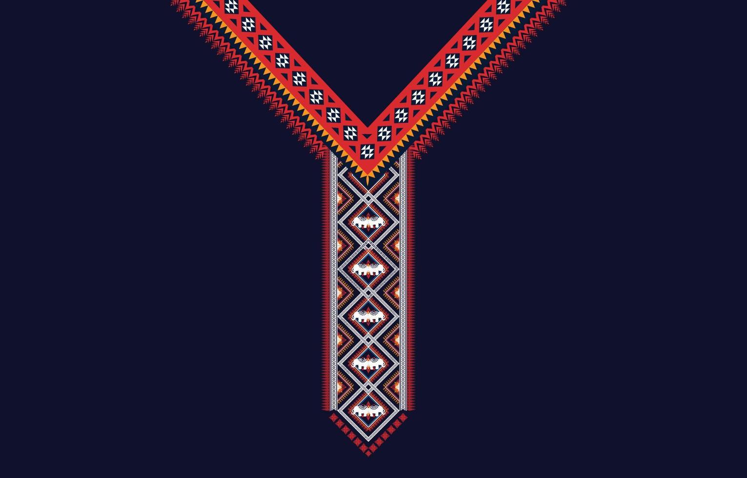 diseño étnico para el diseño de escote, patrón geométrico oriental étnico tradicional. Diseño de bordado de collar floral para mujeres de moda. diseño de escote para estampado textil. vector