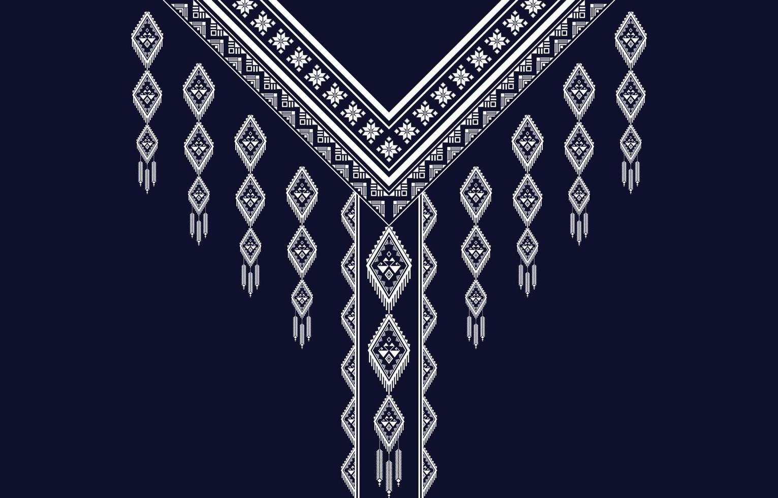 diseño étnico para el diseño de escote, patrón geométrico oriental étnico tradicional. Diseño de bordado de collar floral para mujeres de moda. diseño de escote para estampado textil. vector