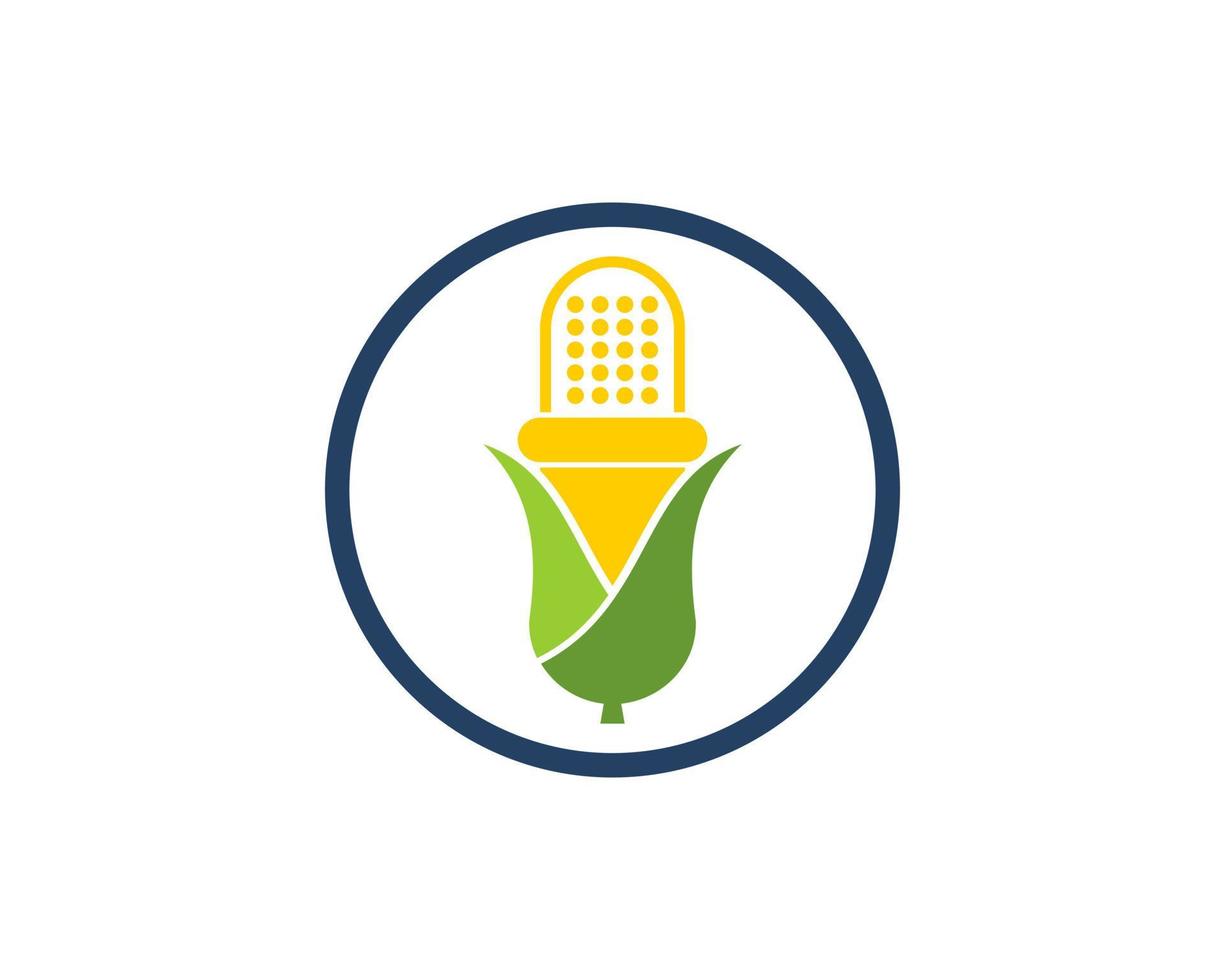 Circle shape with corn podcast microphone vector