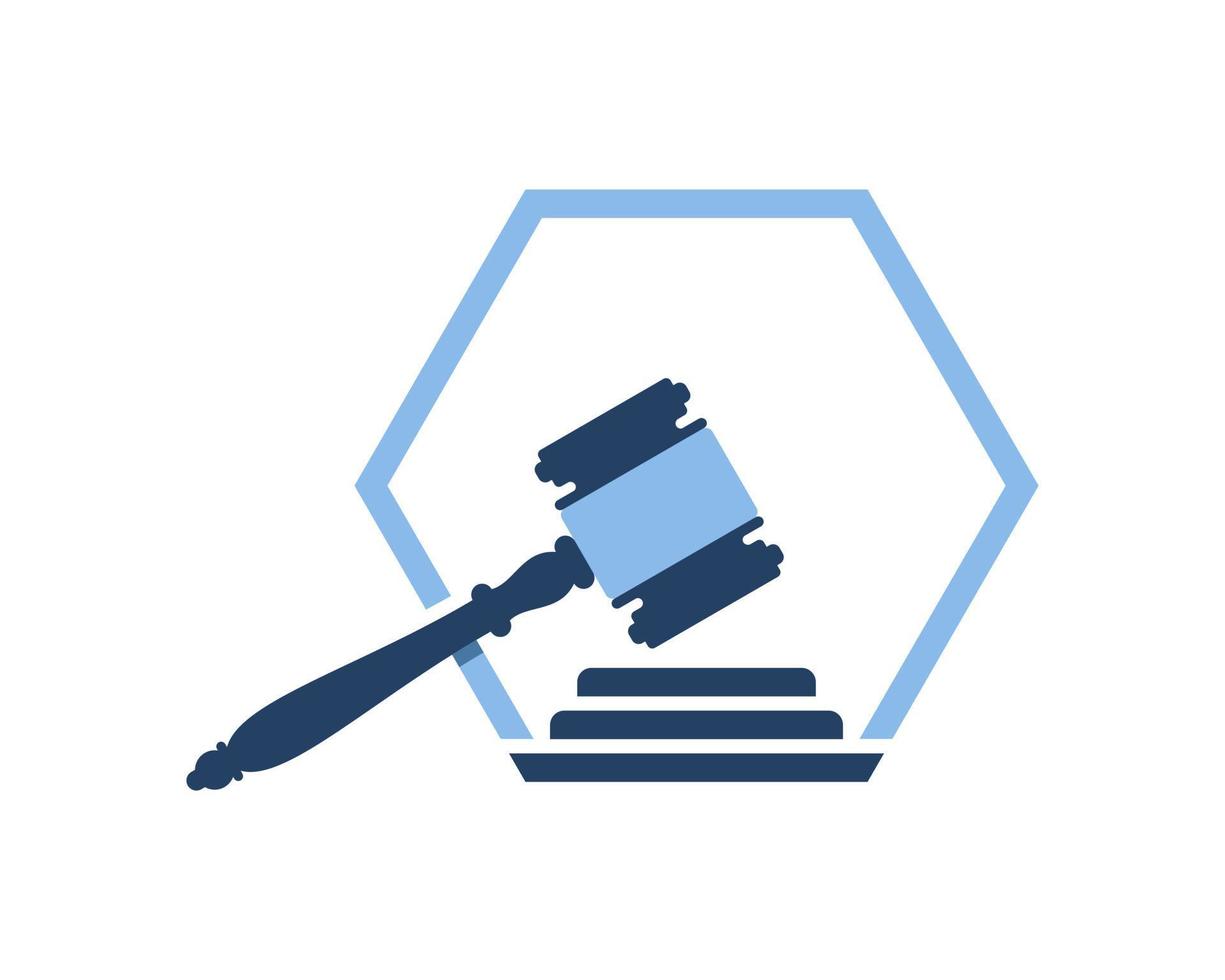 Hammer law firm with hexagon vector