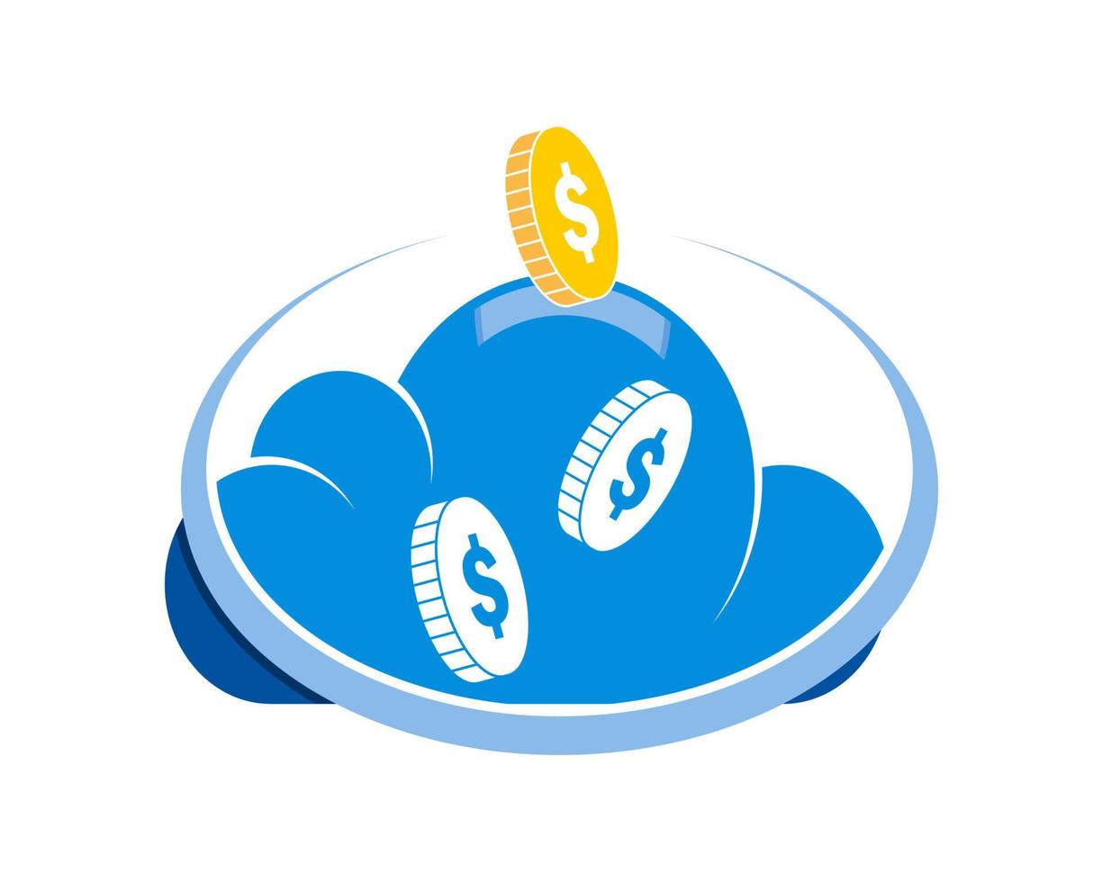 Cloud bank with coin inside vector