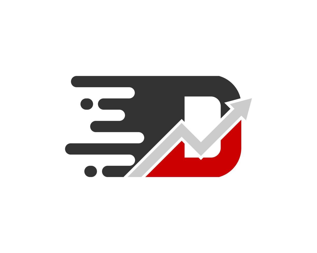 Fast D letter initial with up arrow inside vector