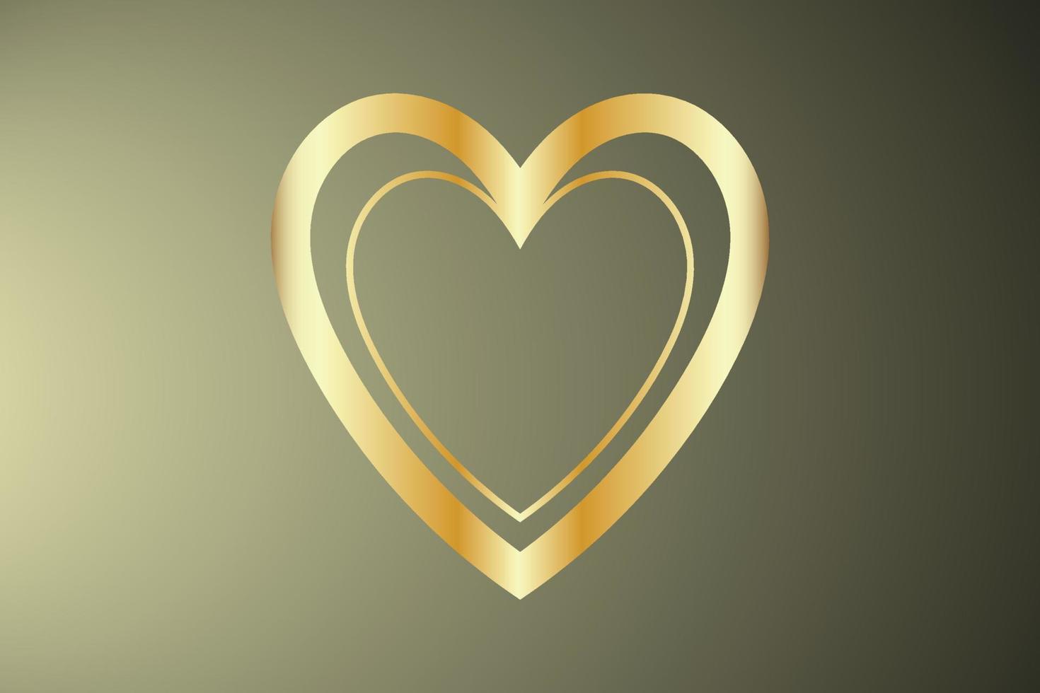 Gold Heart Shape Isolated Dark Background vector