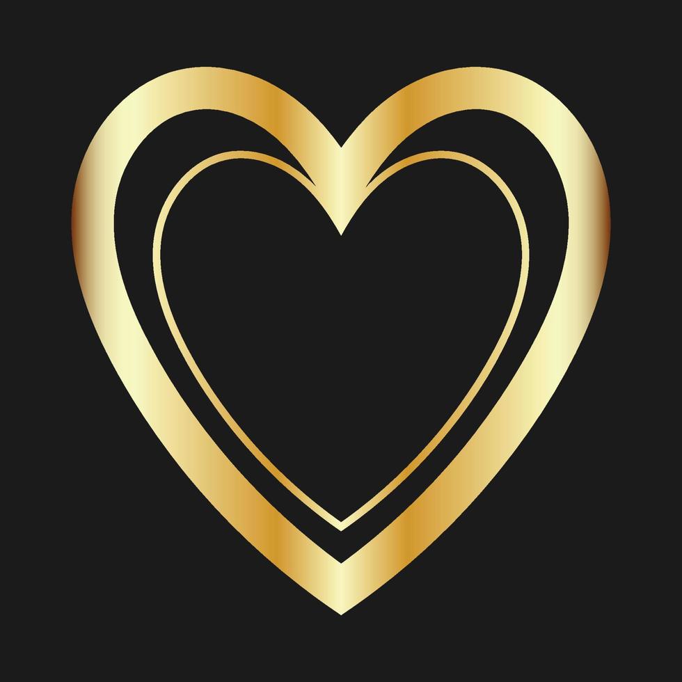 Heart shape pendant gold effect symbol love icon vector