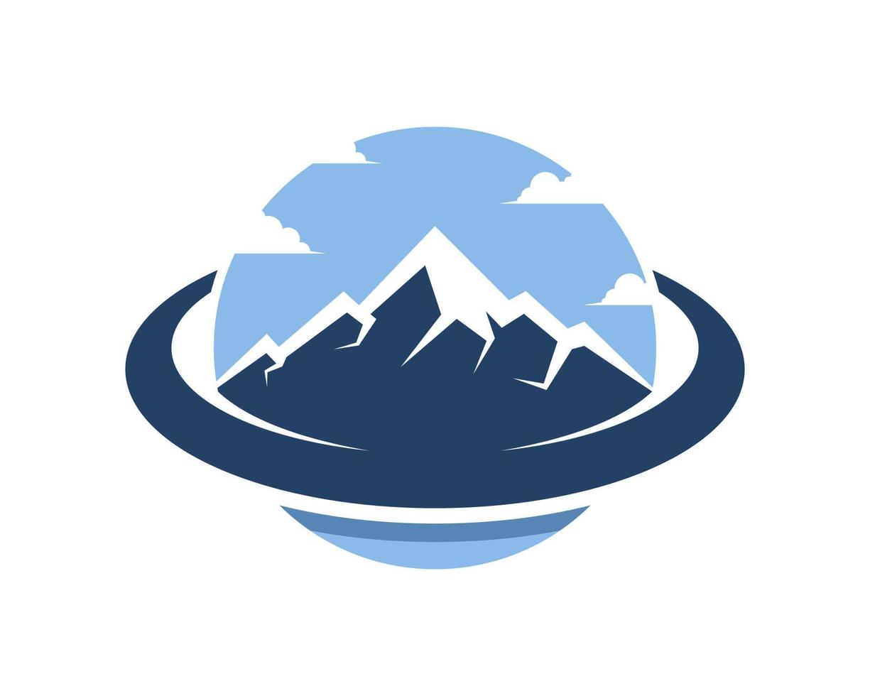 Blue mountain with planet shape vector