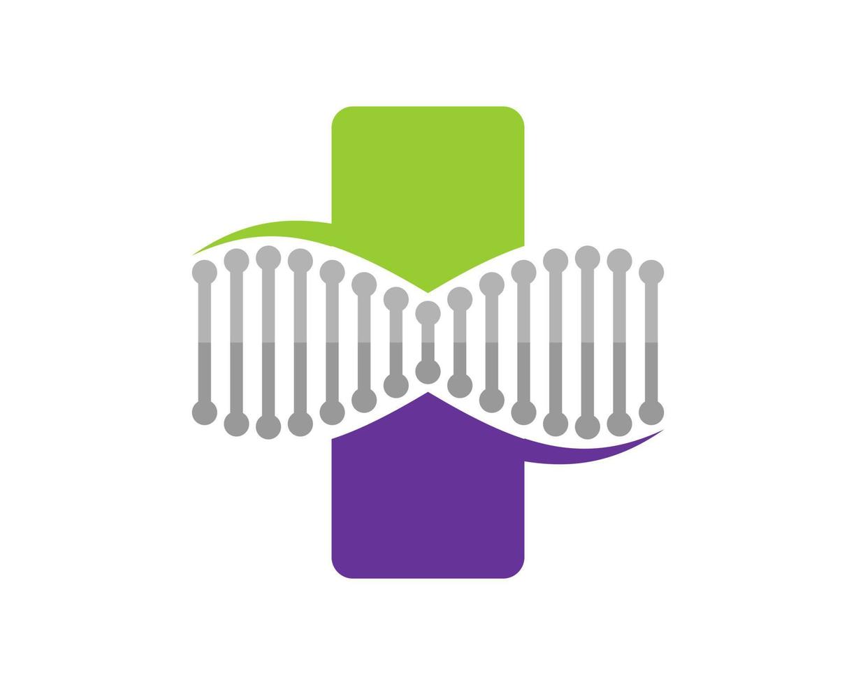 Purple and green cross health with DNA inside vector