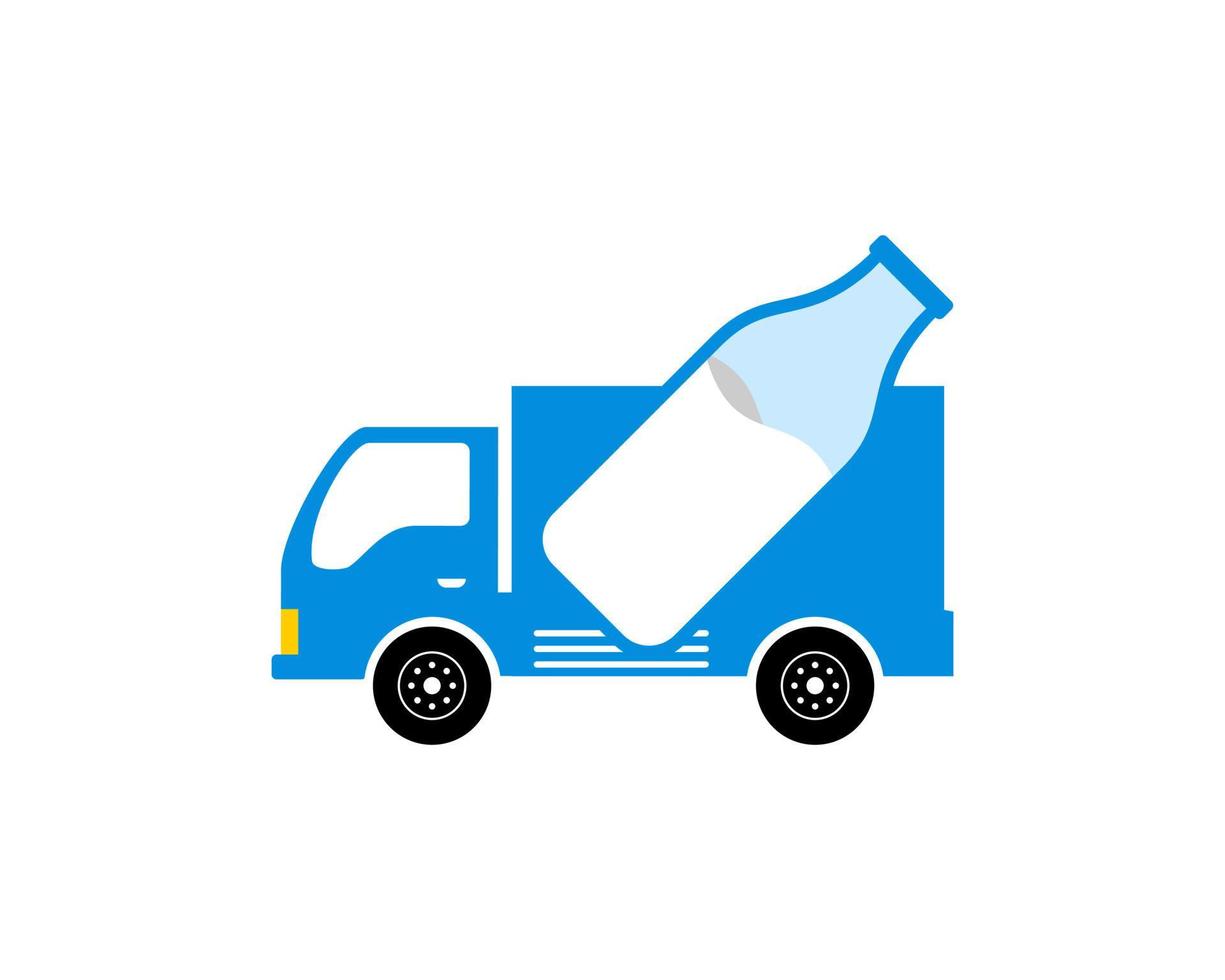 Delivery truck with milk bottle vector