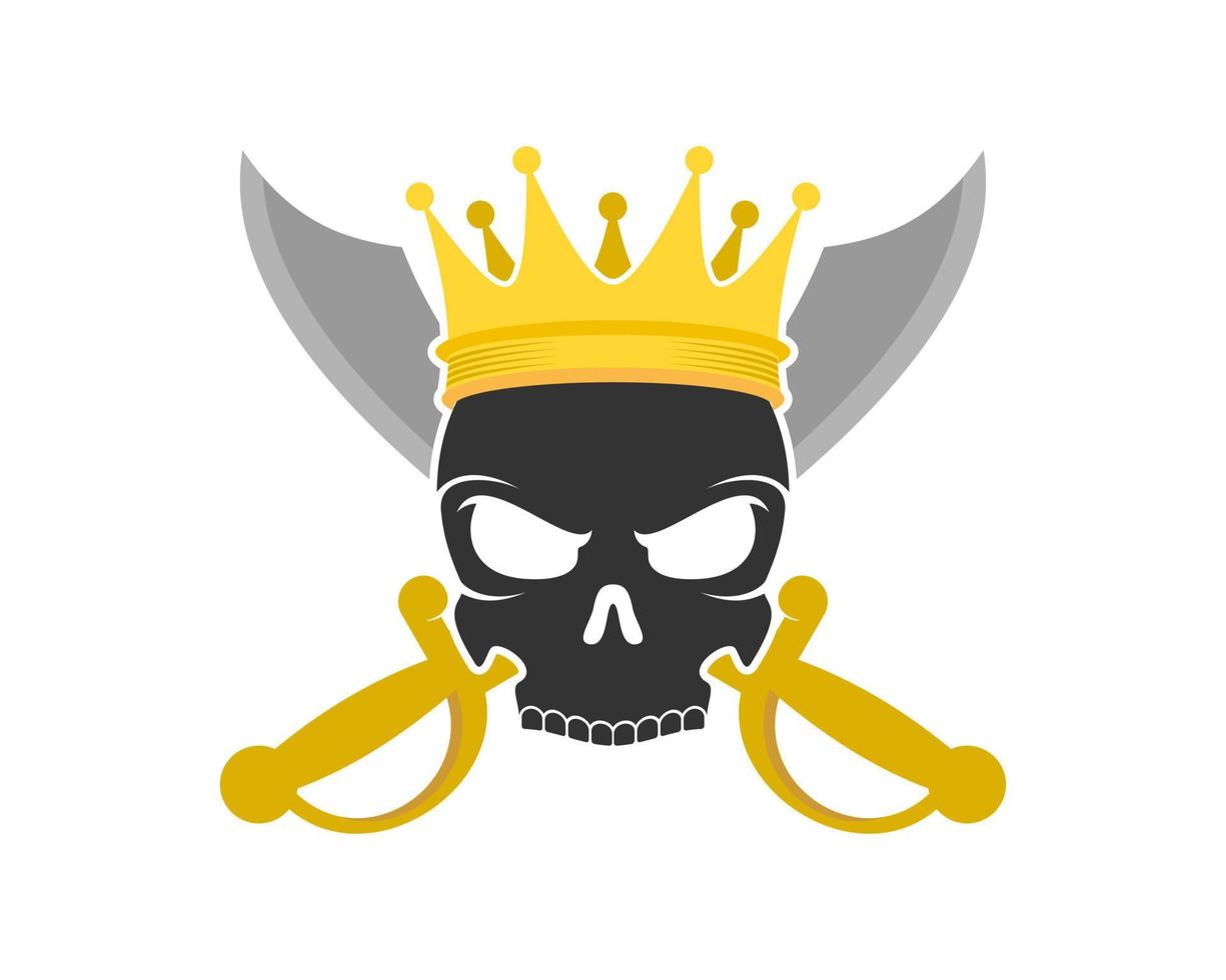 pirata rey calavera logo vector