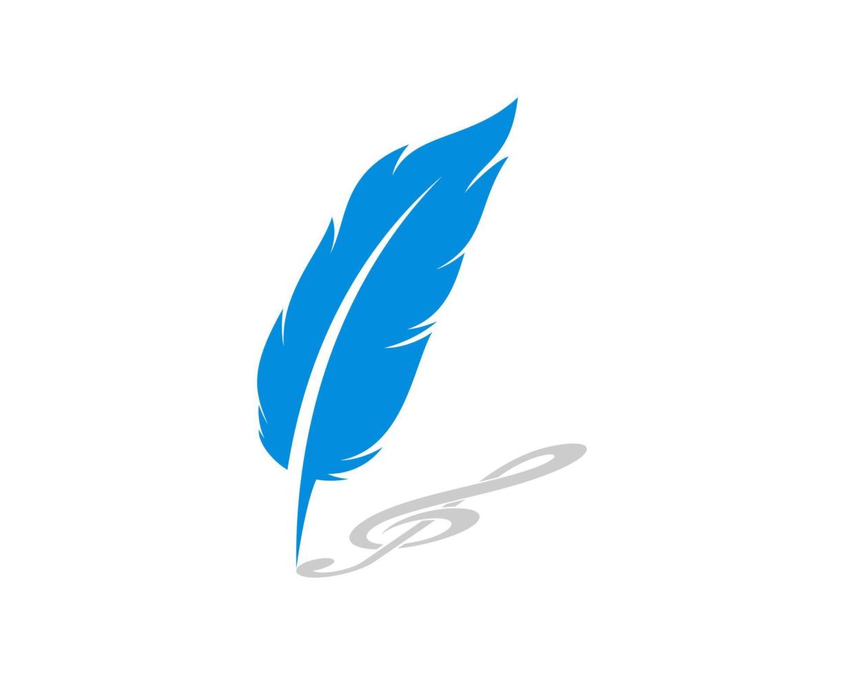 Blue pen feather writing a music note vector