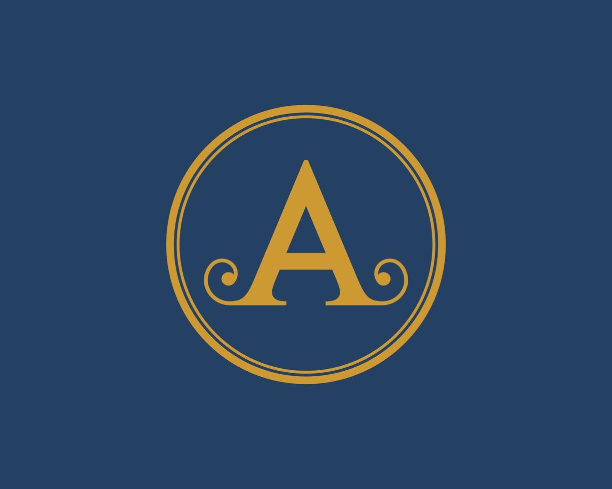 Circle shape with A letter initial in gold color vector