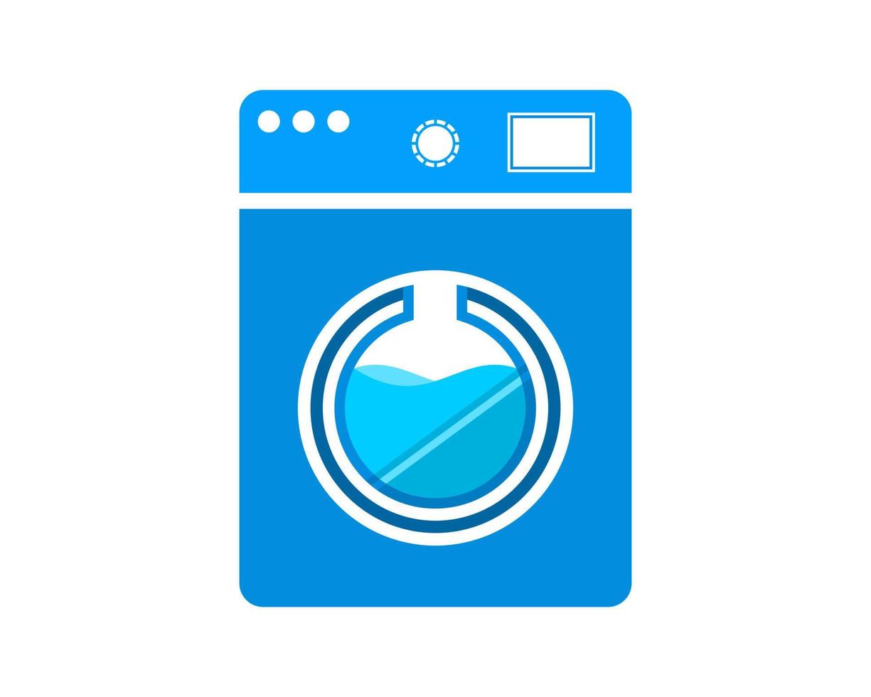Washing machine with laboratory test tube inside vector