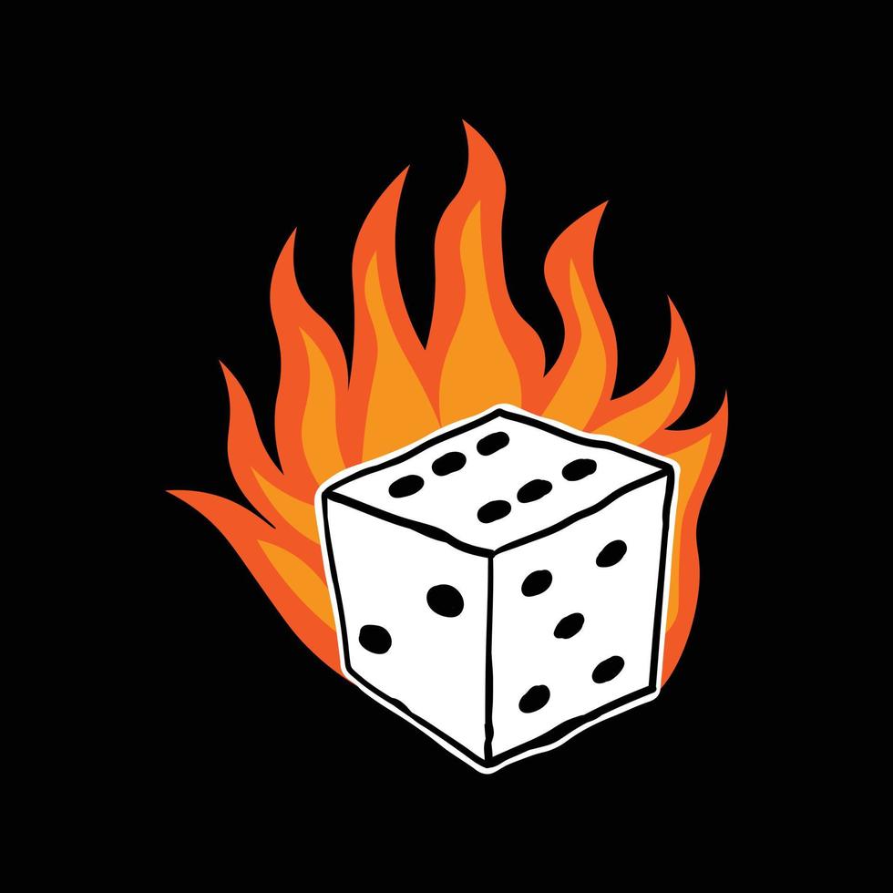 hand drawn burning dice, free vector illustration
