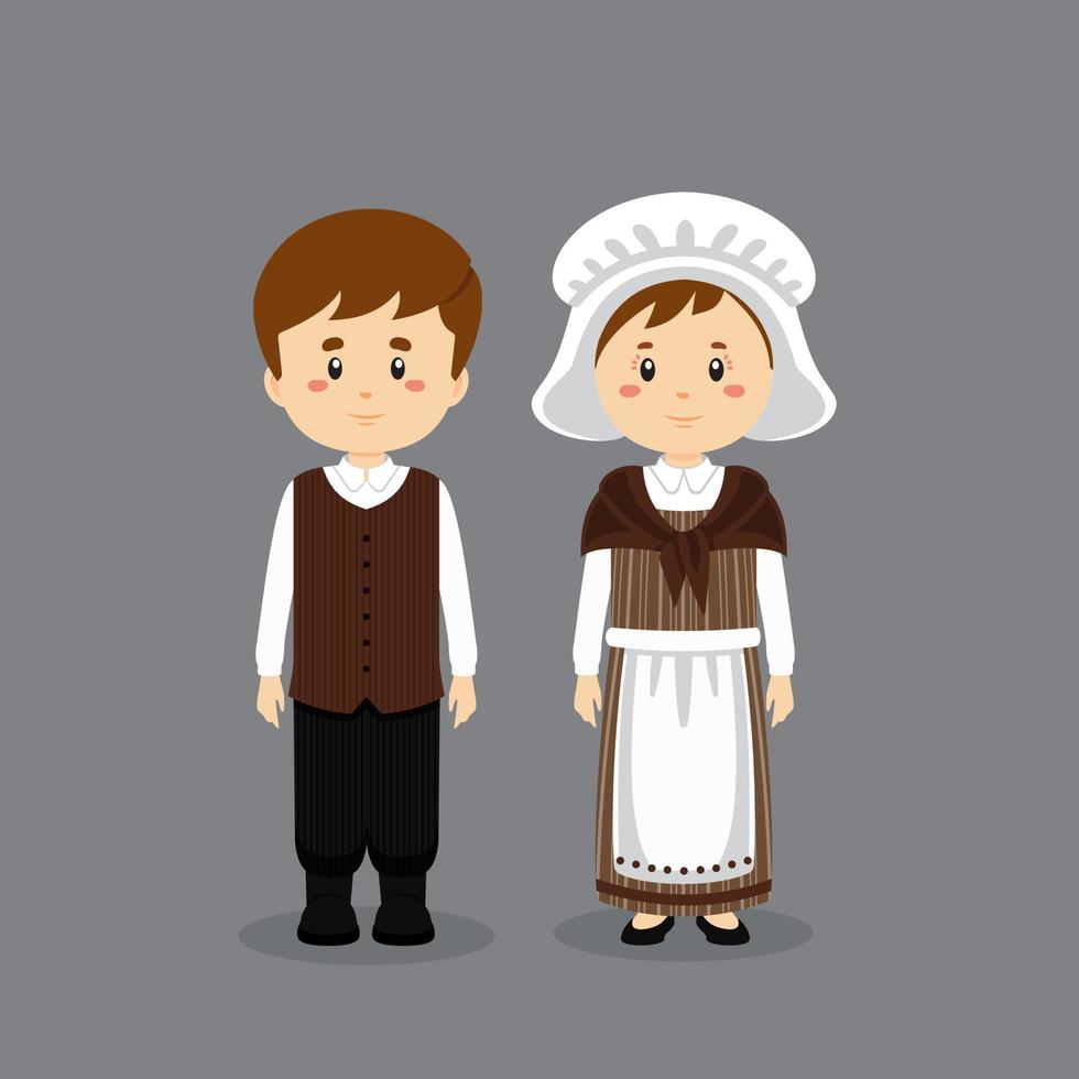 Couple Character Wearing Belgians National Dress vector