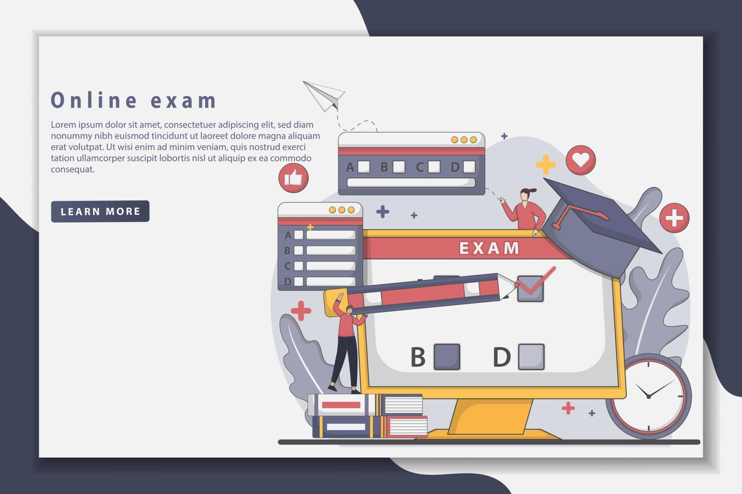 Vector illustration online education landing page concept