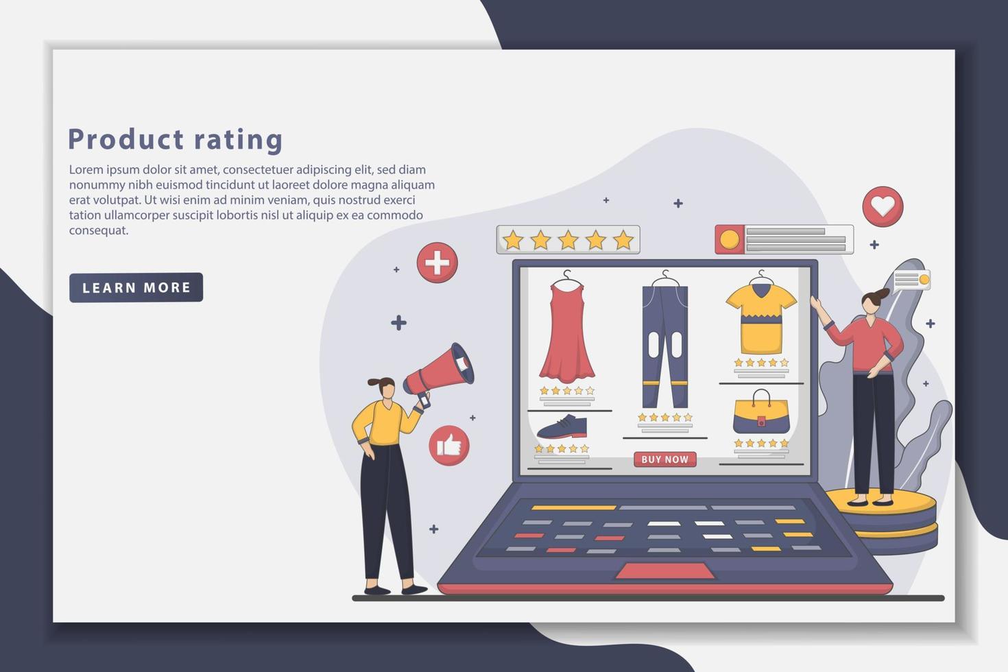 Vector illustration Product rating landing page concept