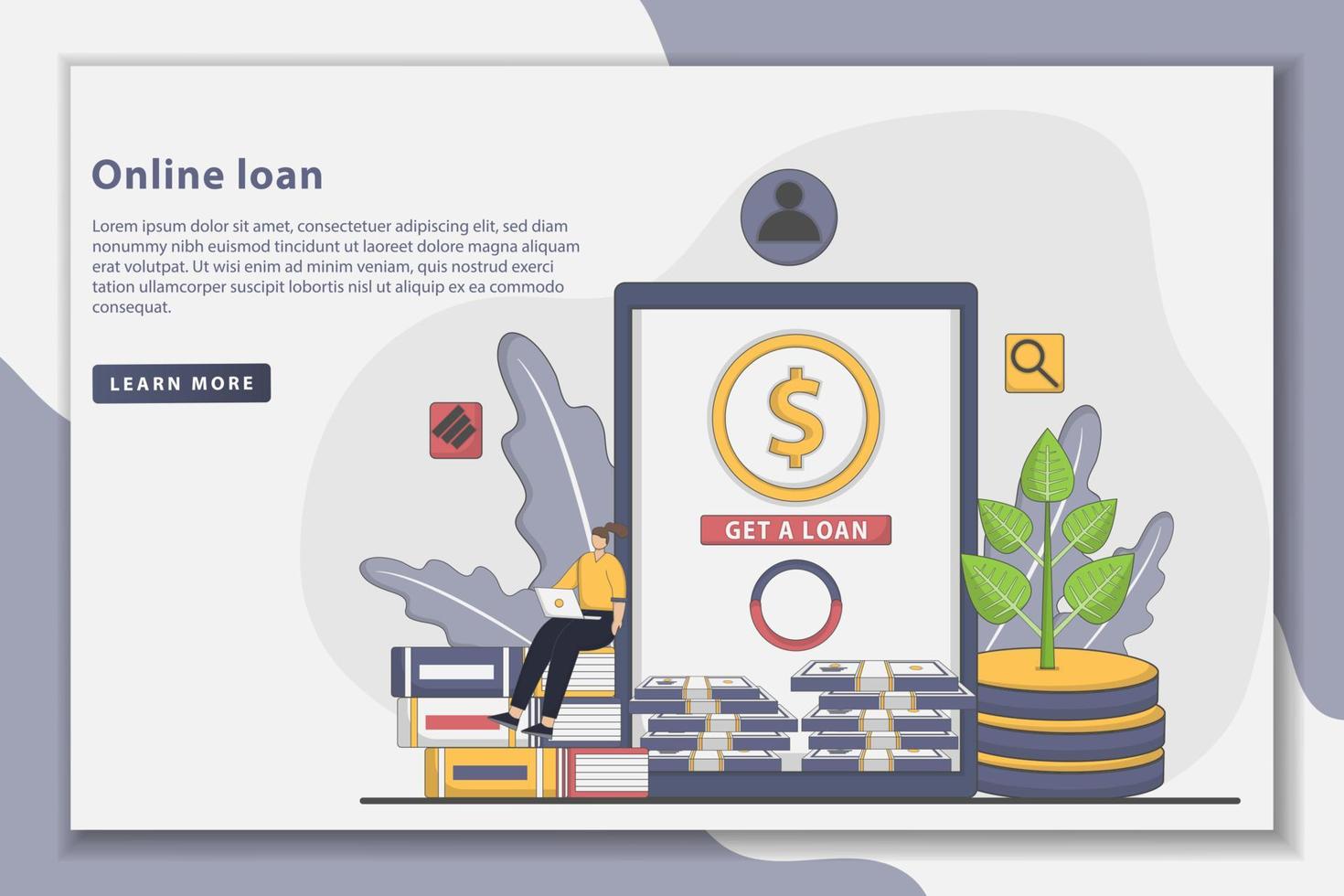 Vector illustration Online loan landing page concept