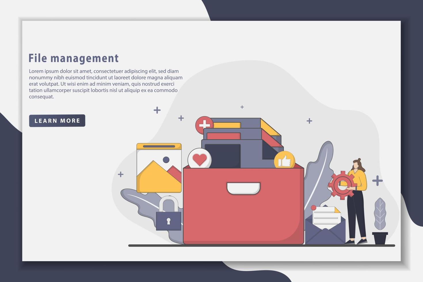 Vector illustration File management landing page concept