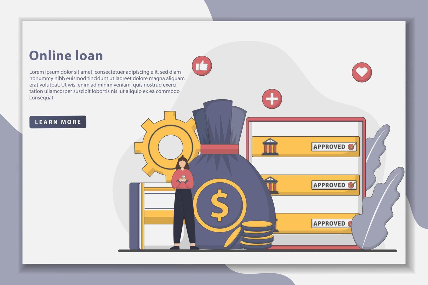 Vector illustration Online loan landing page concept