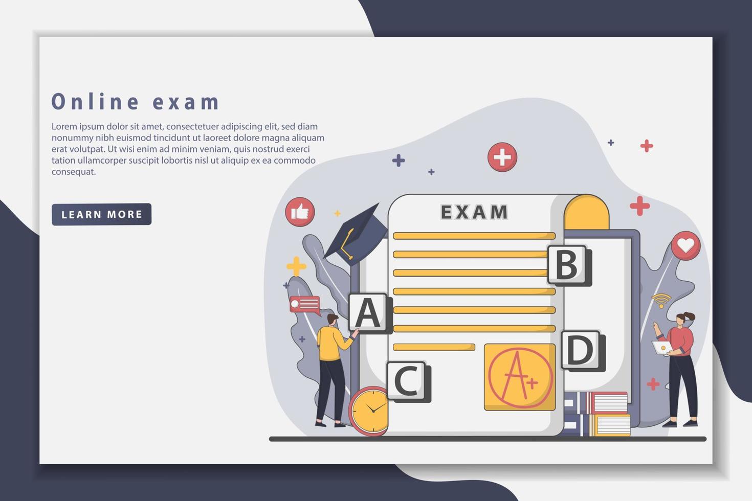 Vector illustration online education landing page concept