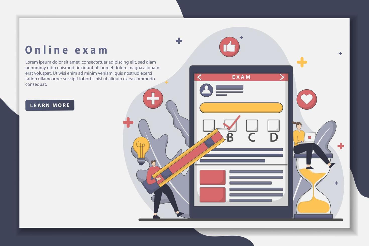 Vector illustration online education landing page concept