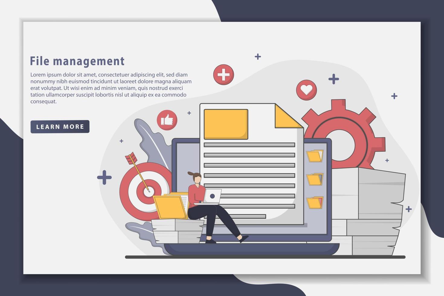 Vector illustration File management landing page concept