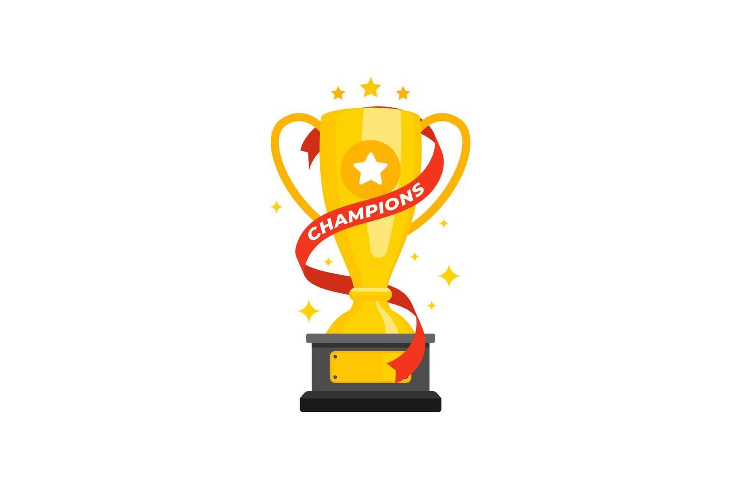 Best champions cup trophy vector design. Champion cup winner trophy award with ribbon design