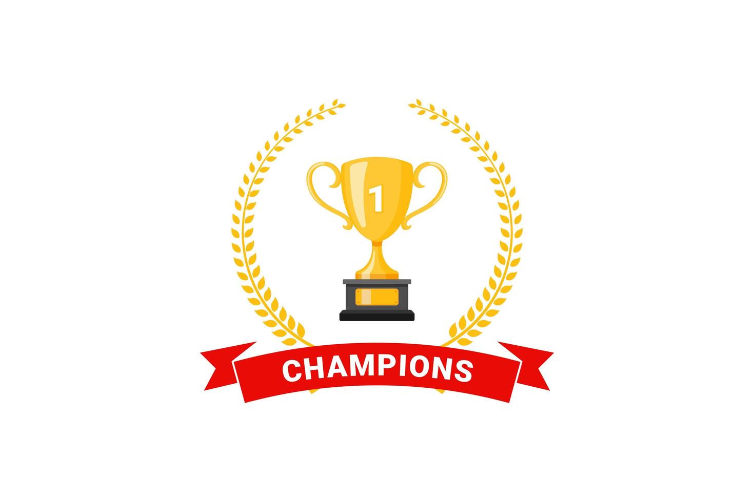 Best champions cup trophy vector design. Champion cup winner trophy award with ribbon design