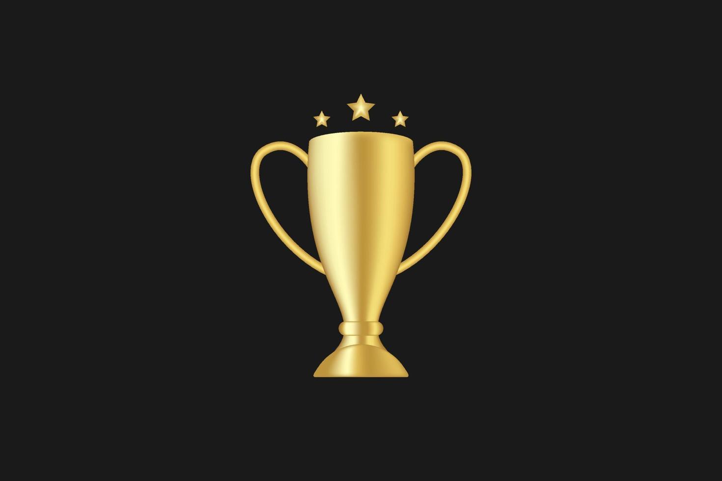 Diseño de vector de copa de trofeo 3D. ganador de la copa de campeón premio trofeo
