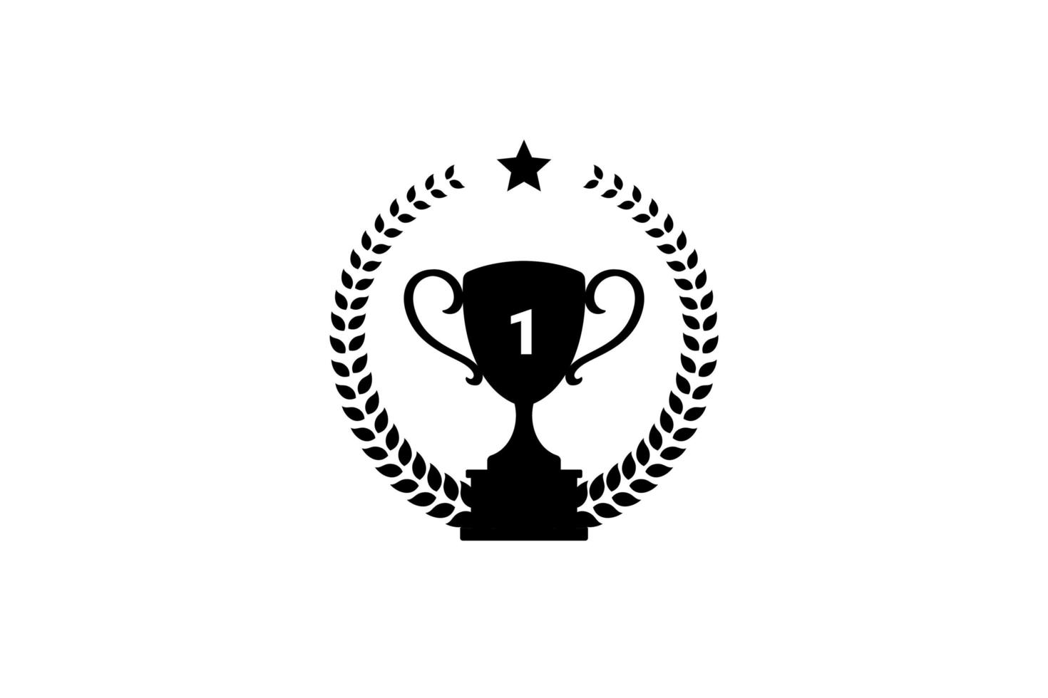Best champions cup trophy vector design. Champion cup winner trophy award with laurel wreath