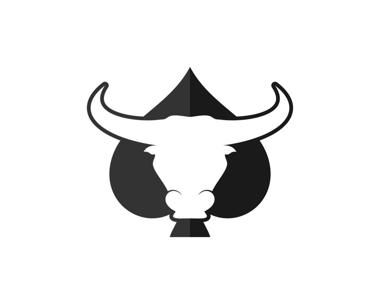 Black spade with bull head inside vector